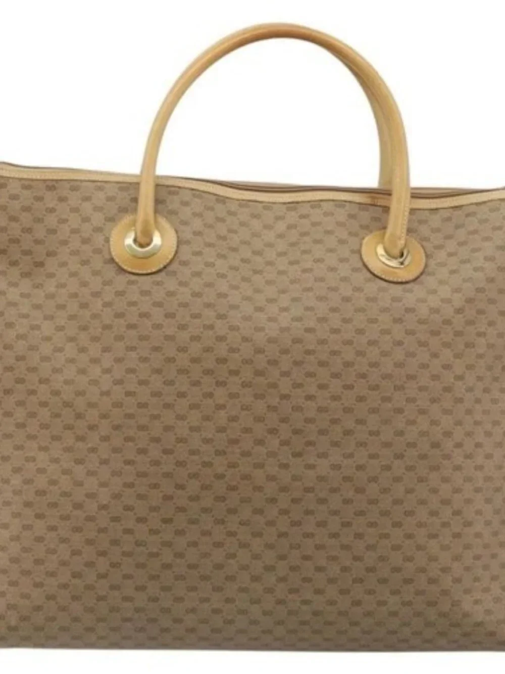GUCCI Micro GG Supreme Tote Bag PVC Beige Gold 02 39 4868 Auth ep14936